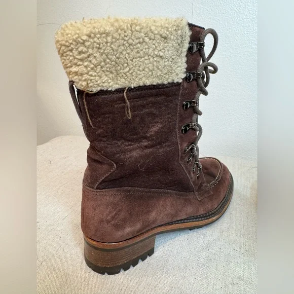 Chanel Winter Fleece and Suede Lace-up Boots - Picture 8 of 9